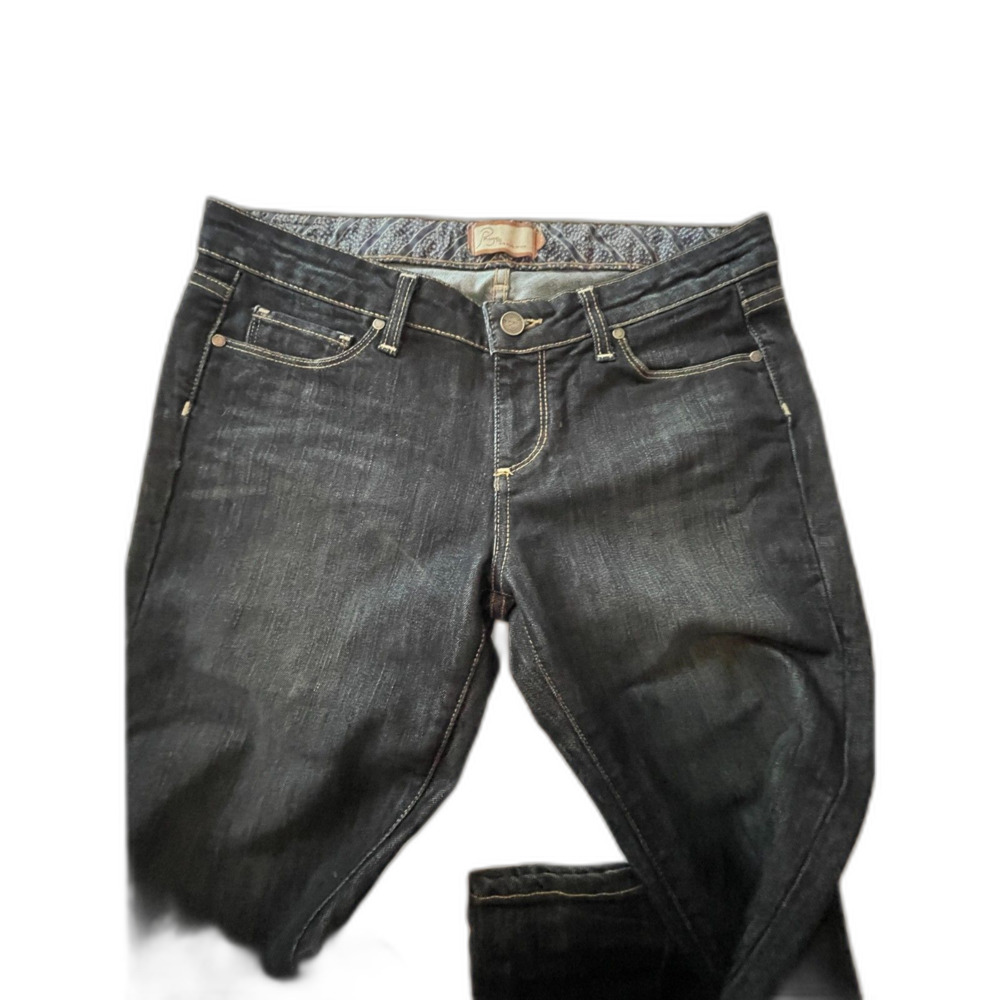 PAIGE Medium Wash Laurel Canyon Lowrise Boot Cut Jeans Siz 28 USA MADE Excellent - Picture 5 of 13